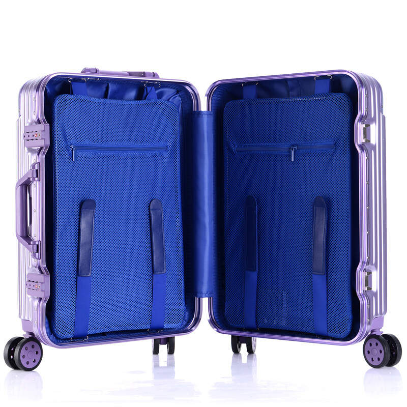 Luoteaidi 鋁框拉桿箱萬向輪20寸旅行箱男24寸商務行李箱女密碼箱 紅色 20寸